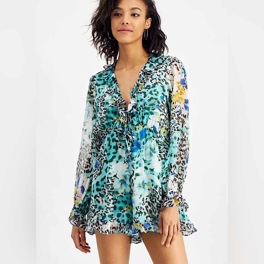 Guess Emma Animal Print Silk Romper